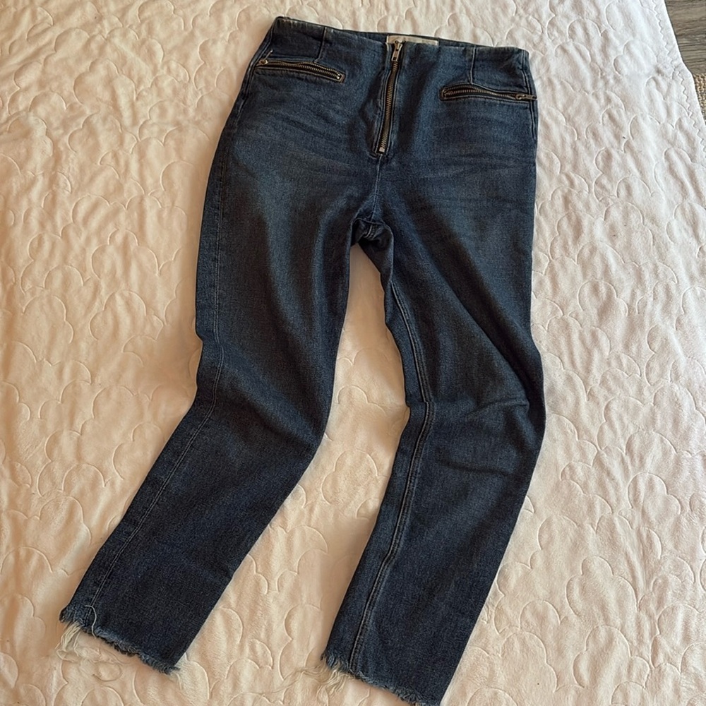 Reformation zip front jeans